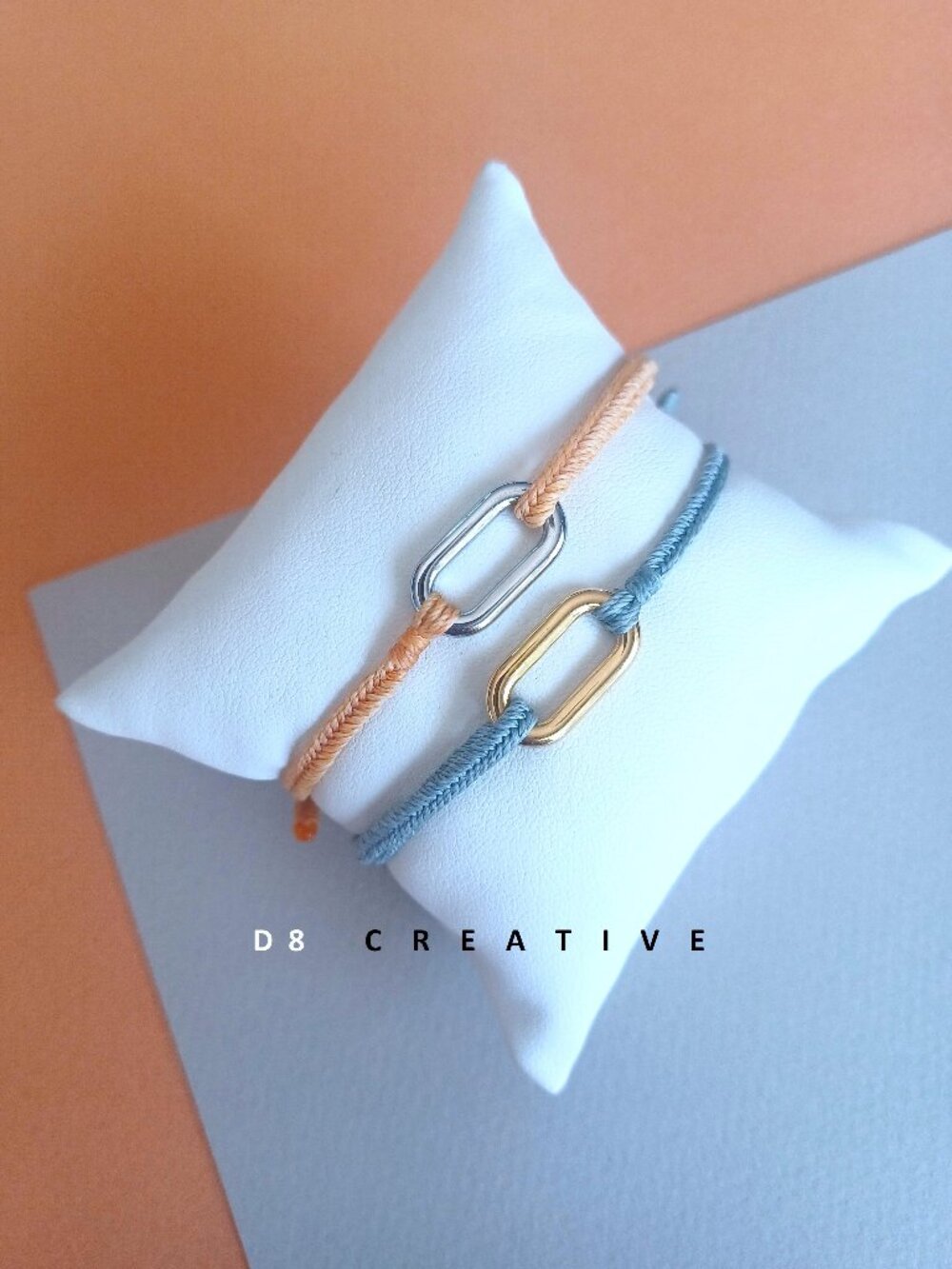 New men's Hand-braided rope with stainless steel link bracelet 2 colors option
